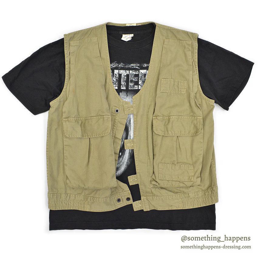 1970's~ UNUSUAL COTTON TWILL FISHING VEST...