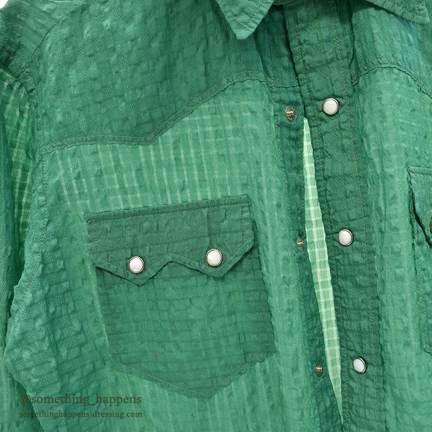 1950's UNUSUAL GREEN NYLON WESTERN SHIRT...
