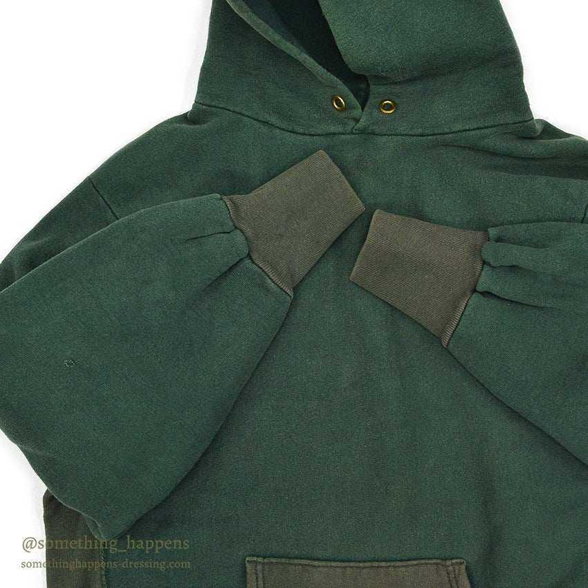 1990's CHAMPION BLANK REVERSE WEAVE SWEAT PARKA / GREEN TWO-TONE ... XL