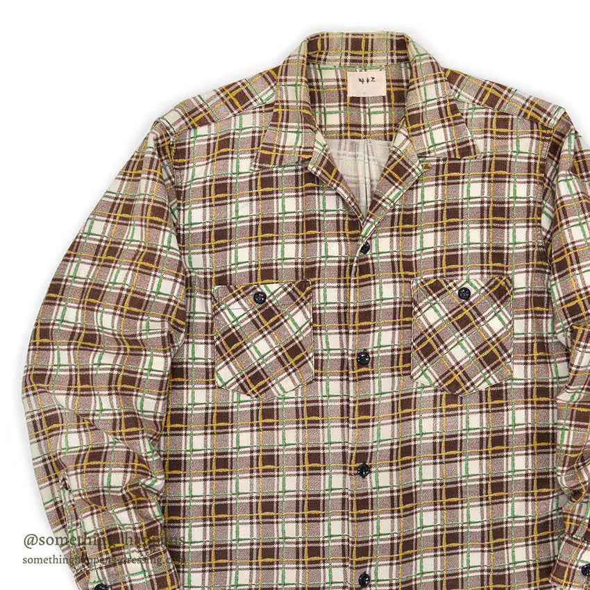 1950's OLD COTTON PRINT FLANNEL SHIRT...
