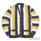 1960's STRIPED YELLOW/WHITE/GRAY KNIT CARDIGAN ...
