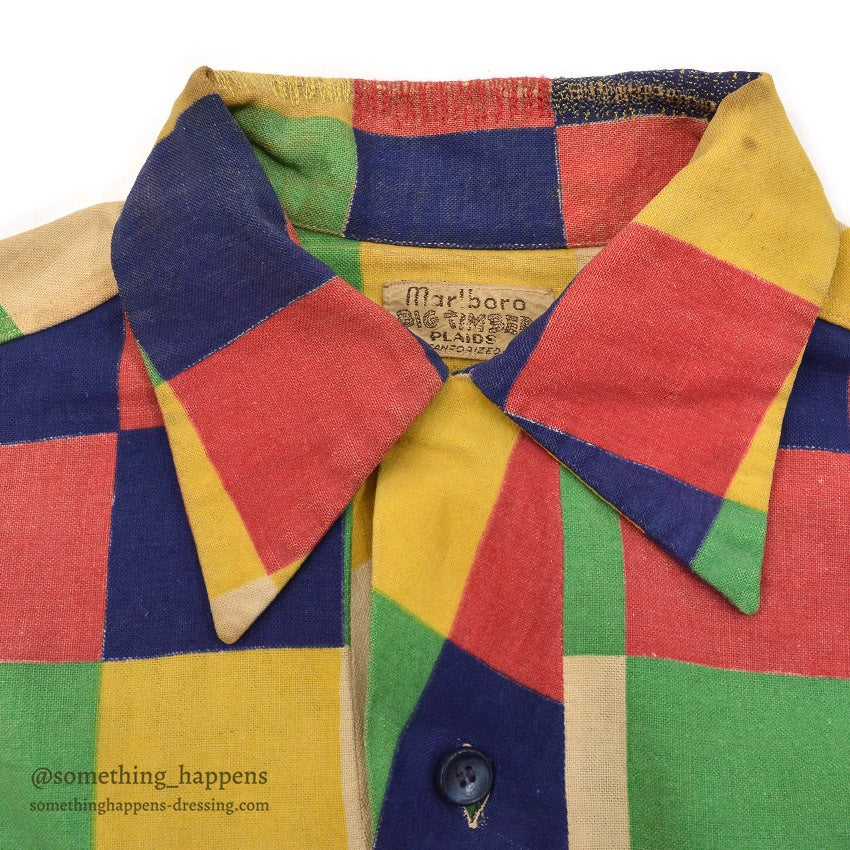 1950's Marlboro BIG TIMBER PRINT FLANNEL GAUCHO SHIRT / MULTI COLOR ... M