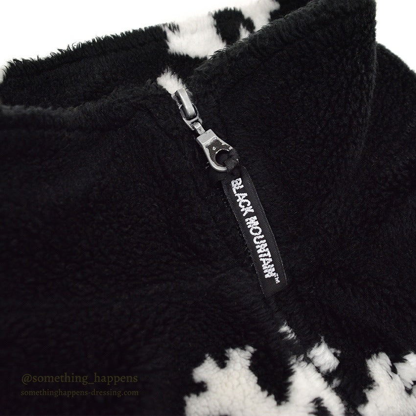 BLACK MOUNTAIN SNOW FLAKE PATTERN FLEECE JACKET...L