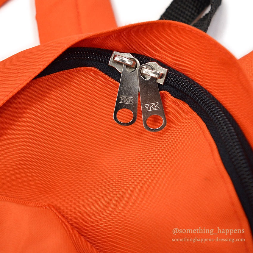 1970's EDDIE BAUER ORANGE NYLON/LEATHER RUCK SACK...