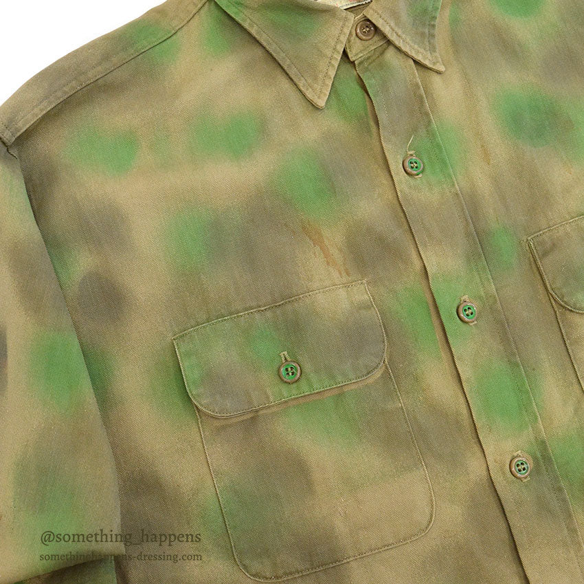 1960's DUBBLE WARE HAND PAINT CAMO SHIRT ... 16 1/2