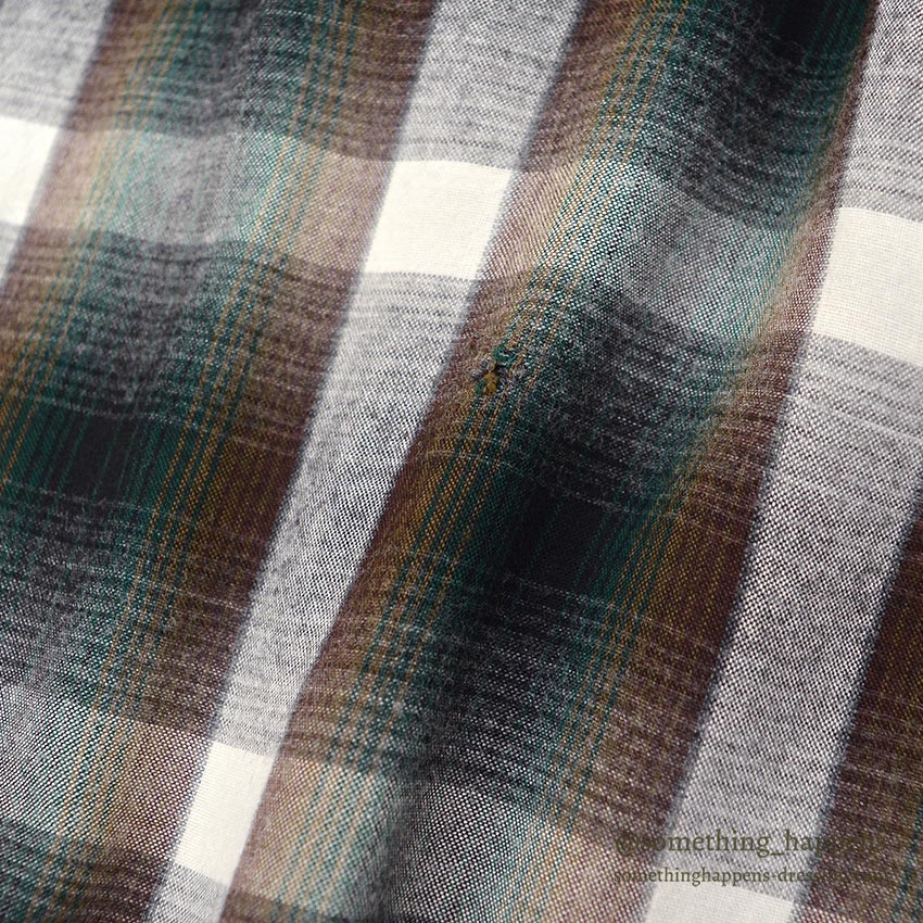 1960's TOWNCRAFT GREEN OMBRE PLAID RAYON SHIRT...L