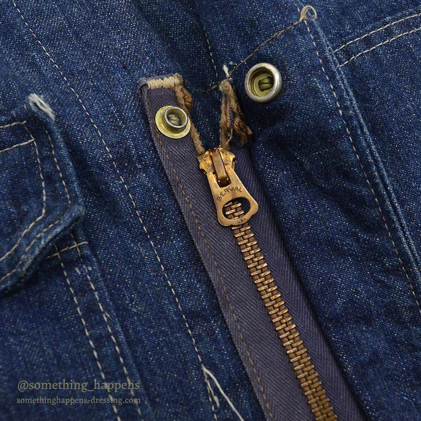 1940's UNKNOWN DENIM COVERALLS / DARK ...