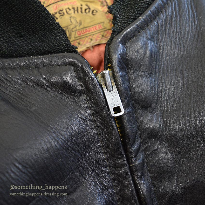 1950's HORSEHIDE ALL BLACK LEATHER SPORT JACKET / RARE DETAIL ...