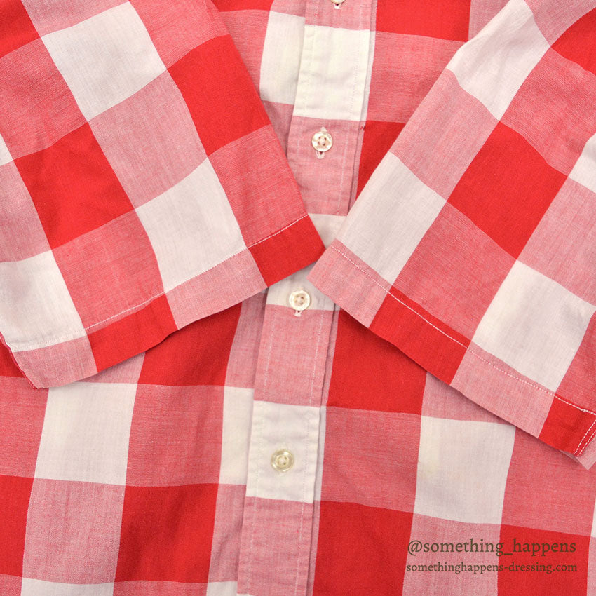 1960's GENE RONALD BLOCK PLAID B/D SHIRT ... M