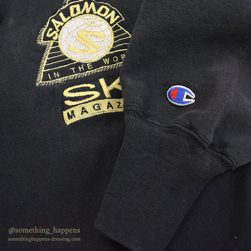 1990's CHAMPION SALOMON REVERSE WEAVE SWEAT SHIRT / BLACK ... L