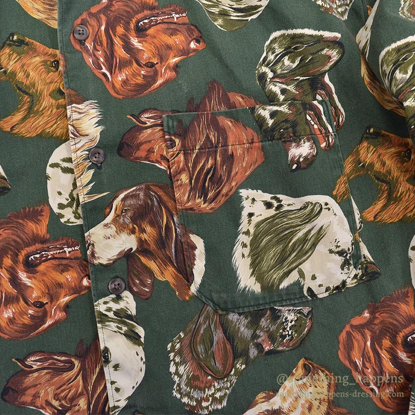 1980's BANANA REPUBLIC SAFARI & TRAVEL DOG ​​PRINT SHIRT 1 ... M