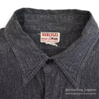 1950's HERCULES BLACK CHAMBRAY SHIRT / ELBOW PATCHES...
