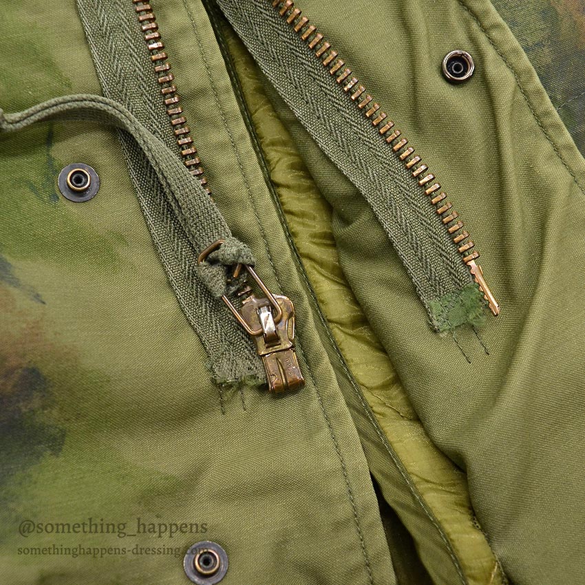 1970's M-65 USN MIUW-604 HAND PAINTED CAMO FIELD JACKET WITH LINER... MR