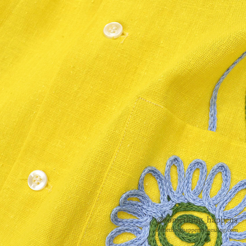 1960's DEADSTOCK CRESTMONT FLOWER EMBROIDERY S/S SHIRT ... M