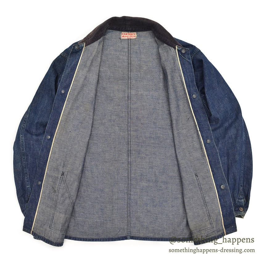 1940's CARTER'S WW2 DENIM COVERALL / TWO-POCKET, DARK...