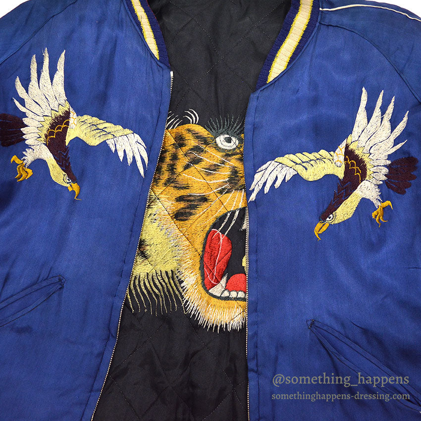 1950s JAPAN SOUVENIR JACKET (Sukajan) - Tiger Face, Mount Fuji, Eagle, Mitsuwa Zipper...