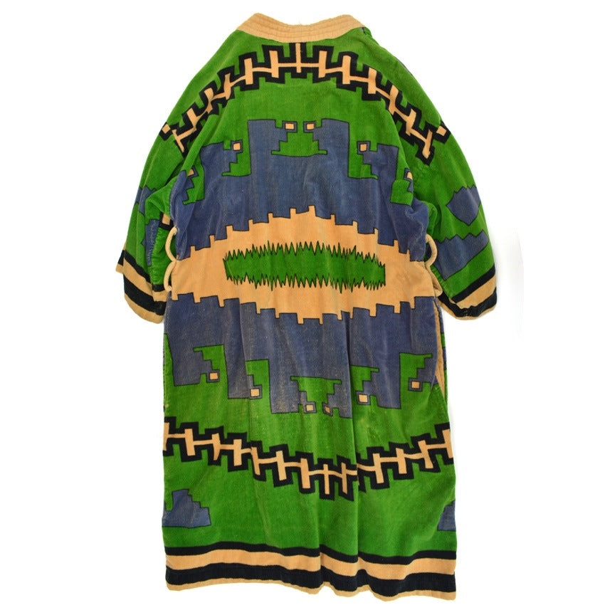 60s State-O-Maine Geometric Pattern Terry Cloth Gown...