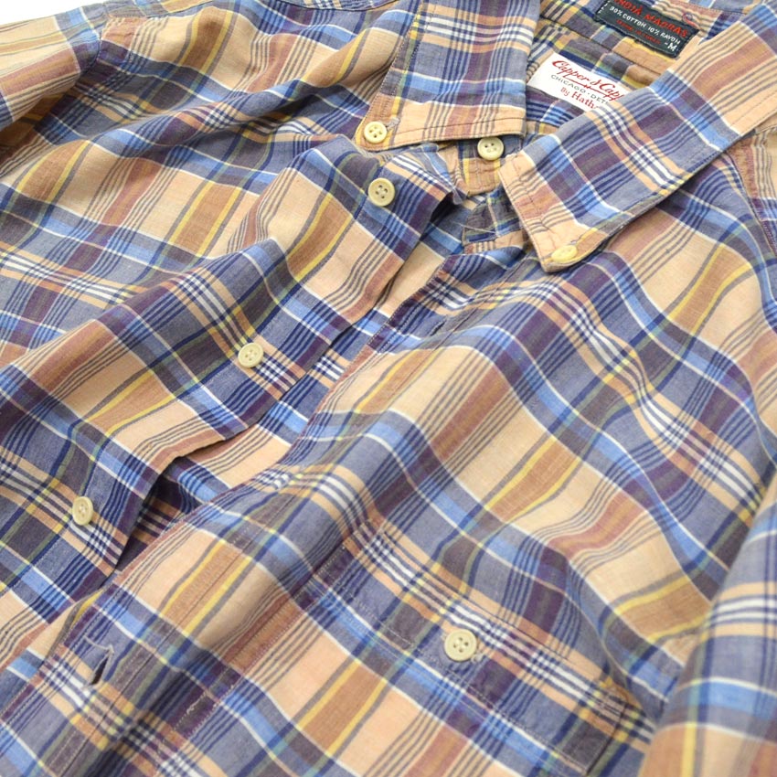 60's Capper & Capper by Hathaway MADRAS Short-Sleeve Shirt ... M