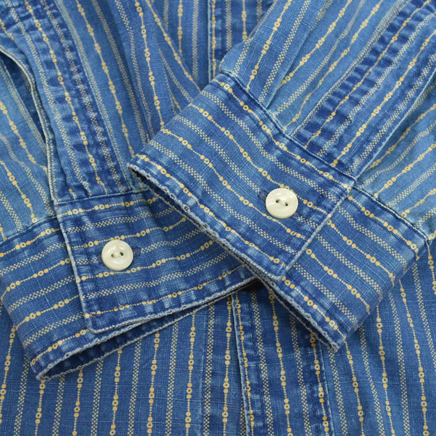 Polo by Ralph Lauren 'Indigo Calico' Chin Strap Gusseted Shirt... M