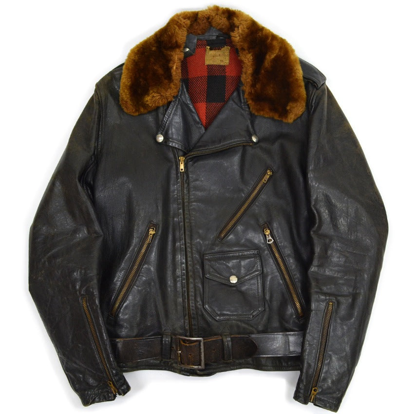 50's Genuine Horsehide FRONT QUARTERS Horsehide Double Riders Jacket... 40