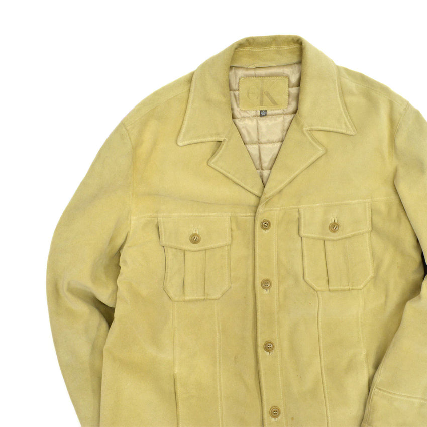 80s Calvin Klein suede leather jacket, made in Italy... L