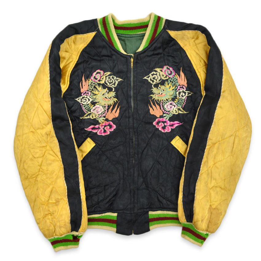 1940s- JAPAN SOUVENIR JACKET (Sukajan) with double-sided patch pockets and TOYO zipper...