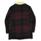 1950's~ Lakeland PLAID CHECK WOOL COAT WITH LEATHER TRIM... 38