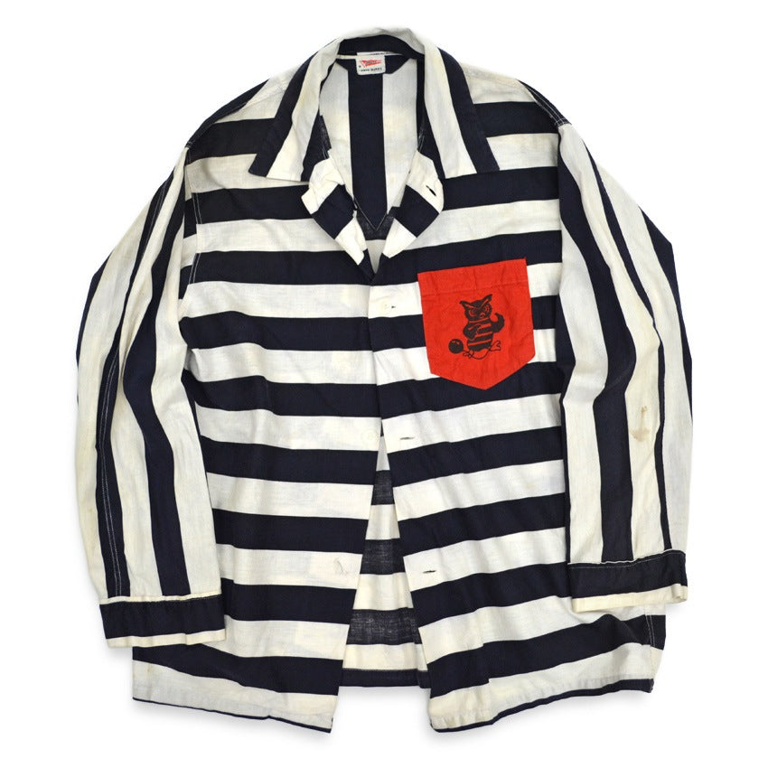 1950's VARSITY JAIL BIRDS STRIPES COSTUME SHIRT ... M