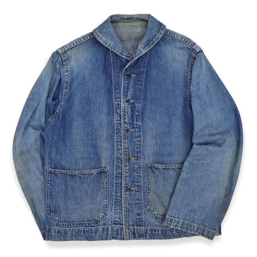 1940's USNAVY WW2 SHAWL COLLAR DENIM JACKET... As is