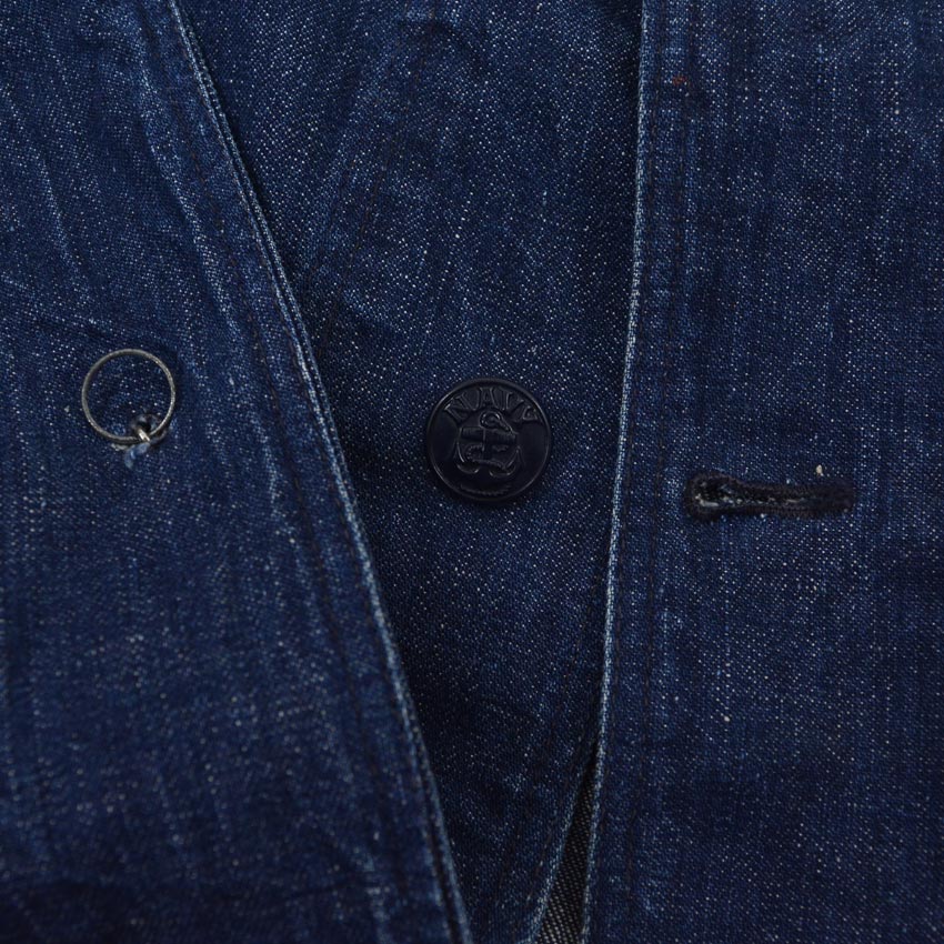 1940's U.S.NAVY WW2 SHAWL COLLAR DENIM JACKET BACK PAINT DARK ...