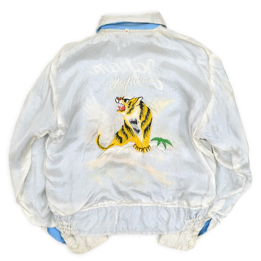 1960's VIETNAM ERA JAPAN SOUVENIR JACKET LIGHT BLUE Dragon Hawk Tiger ... M