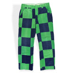 1970's GREEN NAVY PATCHWORK CORDUROY PANTS... W33 L30