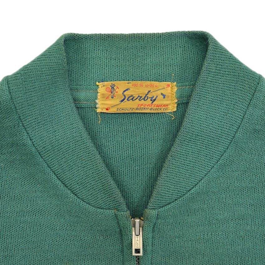 1950's SARBY SPORTSWEAR WOOL KNIT ZIP UP CARDIGAN ...