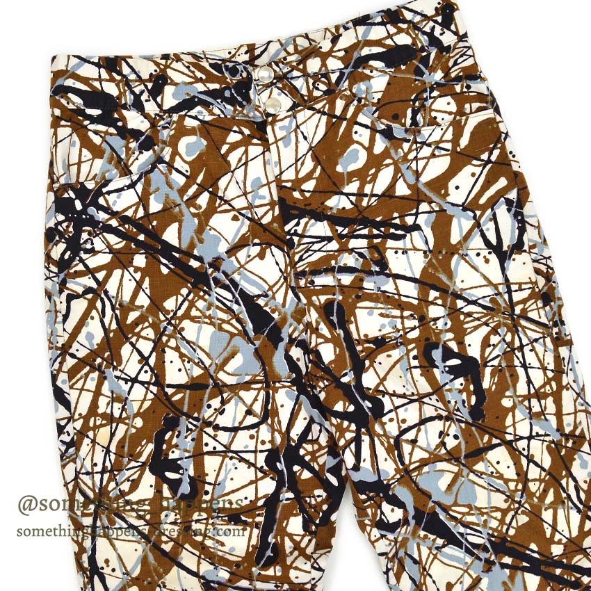 1960's~ PURITAN ART PAINT PRINT COTTON PANTS... W33 L28