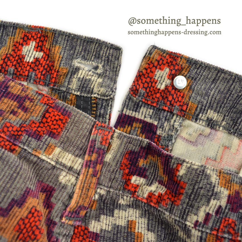 1960's~ LEVI'S BIG-E NATIVE PATTERN PRINT CORDUROY PANTS... W32 L28