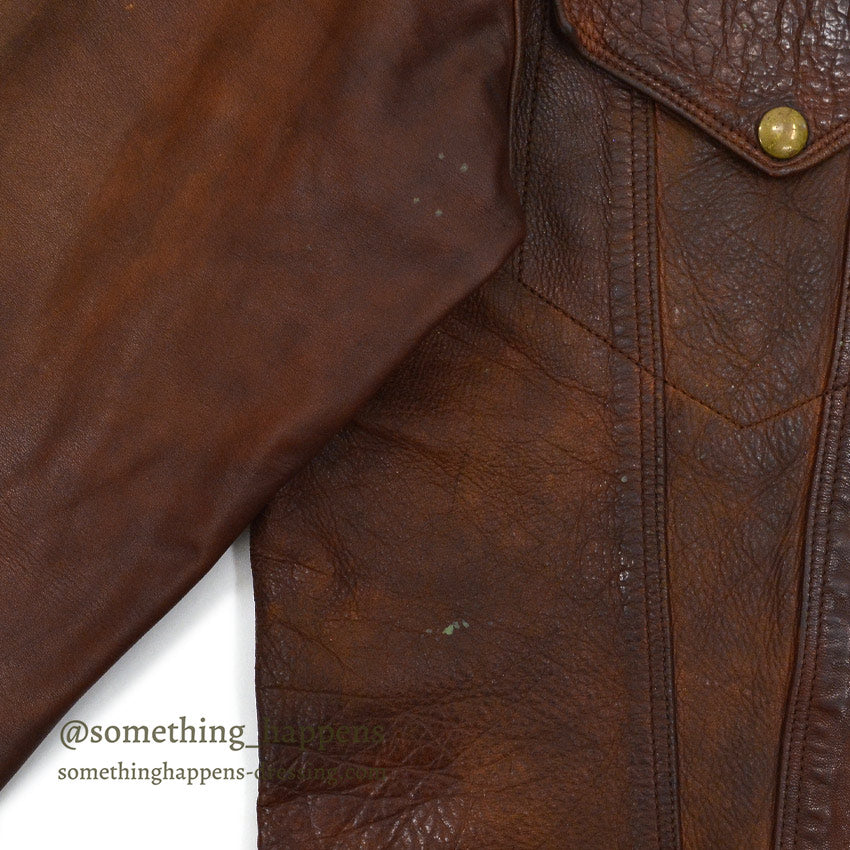 1960's~ SUPERIOR BROWN LEATHER JACKET TYPE 3RD... Fits like 40