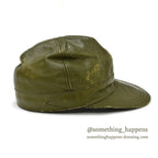 ~1940's LLBEAN HUNTING LEATHER CAP OLIVE...