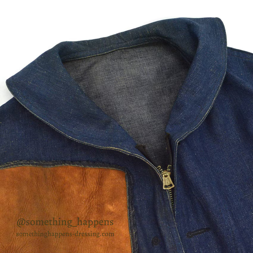 1940's U.S.NAVY WW2 SHAWL COLLAR DENIM JACKET SHOOTING CUSTOMIZED ... 42