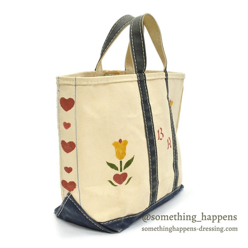 1980's L.L.BEAN ART PAINT BOAT AND TOTE NAVY ... MEDIUM