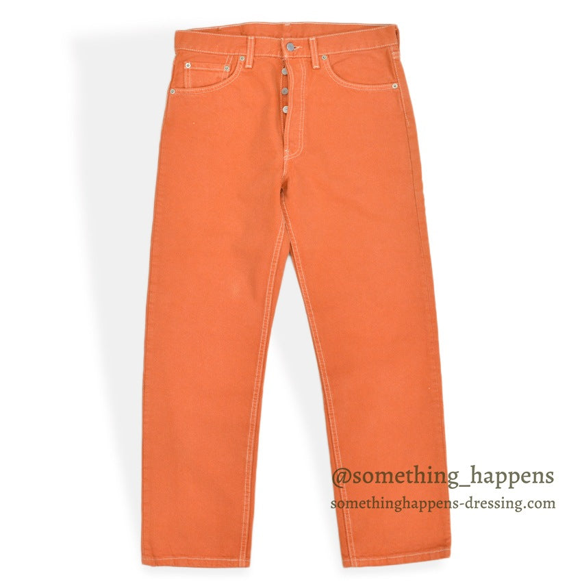 DEADSTOCK Levi's 501 ORANGE DENIM PANTS Made in USA... W33/L30