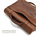 1990's EDDIE BAUER BROWN LEATHER SATCHEL BAG...