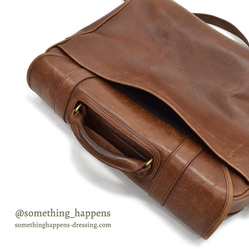1990's EDDIE BAUER BROWN LEATHER SATCHEL BAG...