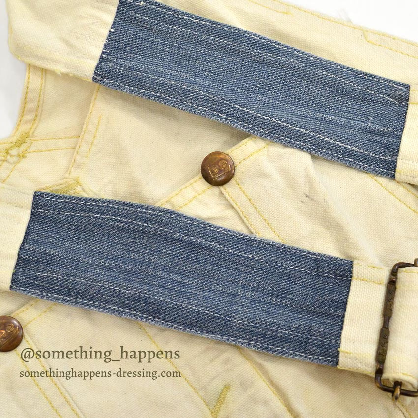 1950s Lee off-white double knee and apron overalls... W39/L28