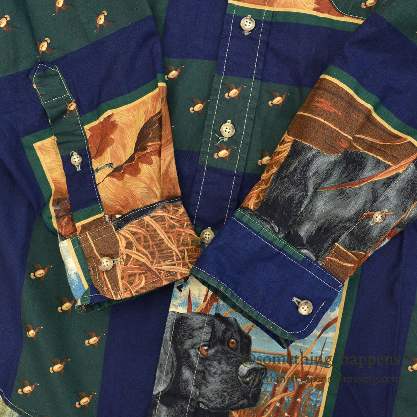 1990's BOSTON PREPATORY CO. DOG PRINT B/D SHIRT ... M