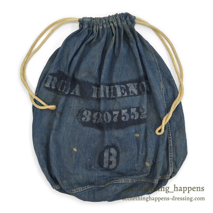 1940's USARMY WW2 DENIM LAUNDRY BAG STENCIL FADED...