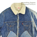 1970's Levi's 70605-0217 DENIM BOA JACKET ADD POCKETS / FADED... 44