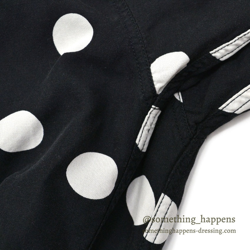 1990's LIZ WEAR DOTS RAYON SHIRT BLACK/WHITE...S