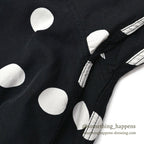 1990's LIZ WEAR DOTS RAYON SHIRT BLACK/WHITE...S