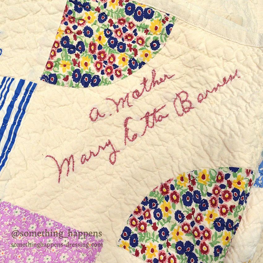 1936 to '1938 SIGNATURES EMBROIDERY FRIENDSHIP PATCHWORK QUILT... 181cm/163cm