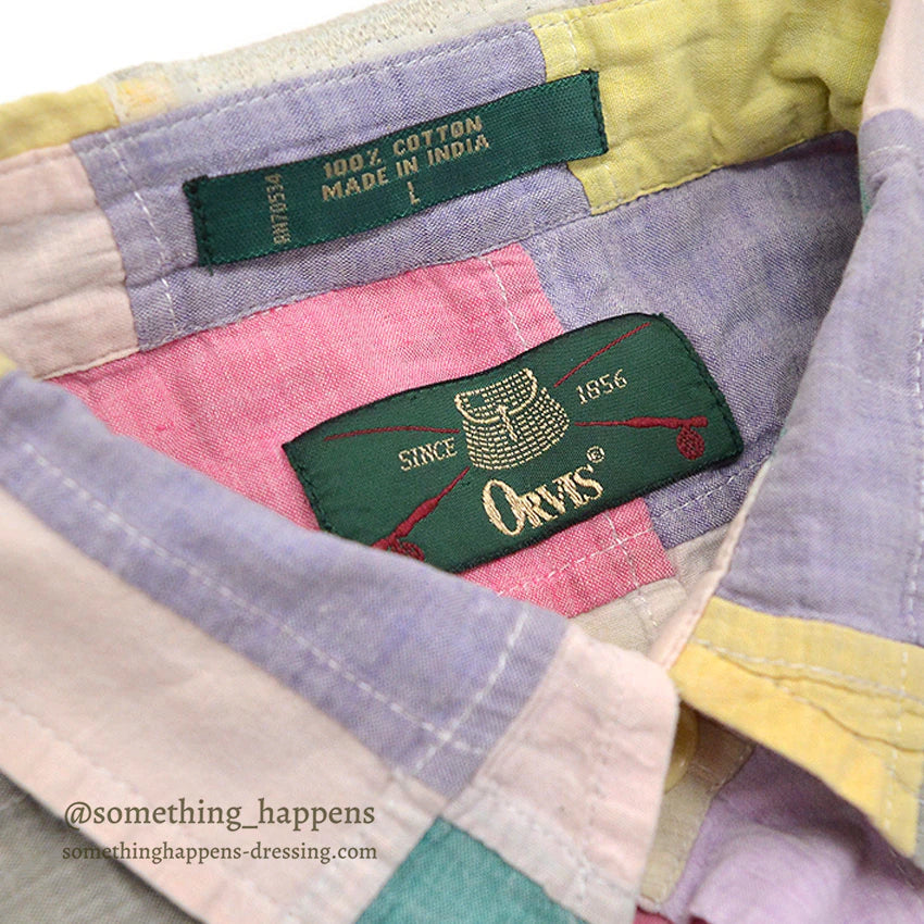 1990's ORVIS CRAZY COLOR PATCHWORK BD L/S SHIRT ... L